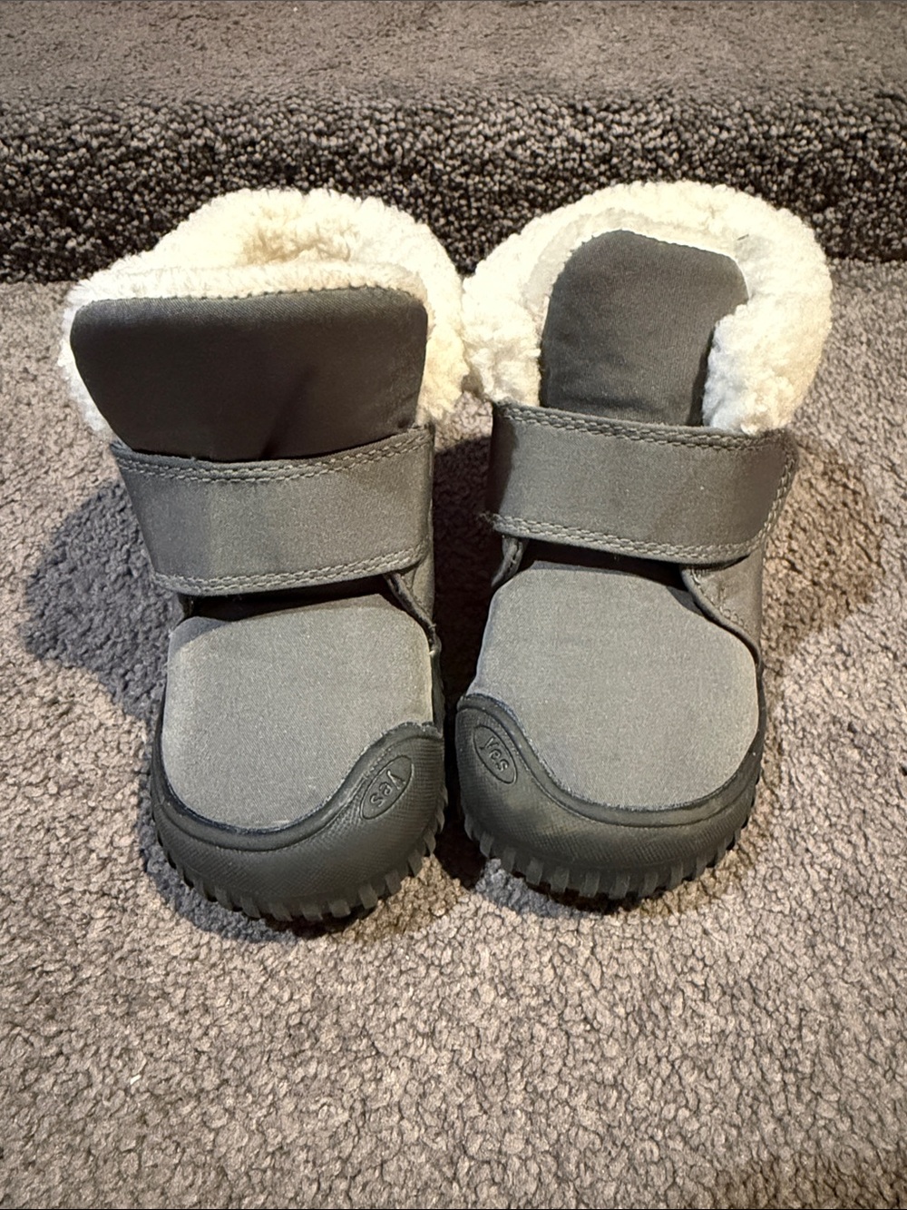 YesStyle Kids Gray Faux Fur Lined Rain & Snow Boots